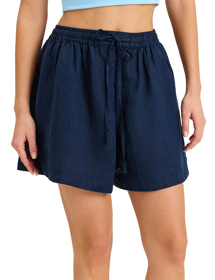 Шорты женские короткие серии LINEN, цвет темно-синий, фото 1