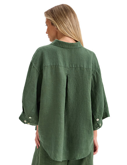 Рубашка женская серии LINEN, цвет олива, фото 2