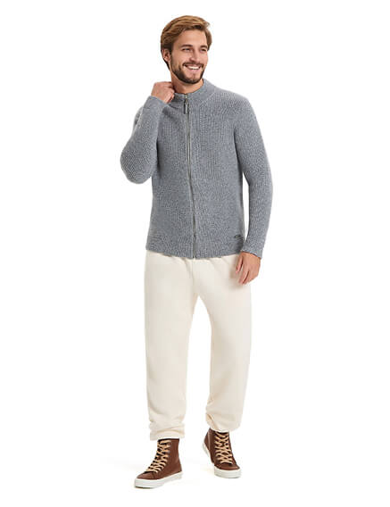 Подарочный набор Кардиган на молнии Merino Knitted для мужчин, цвет пепельный меланж, фото 2