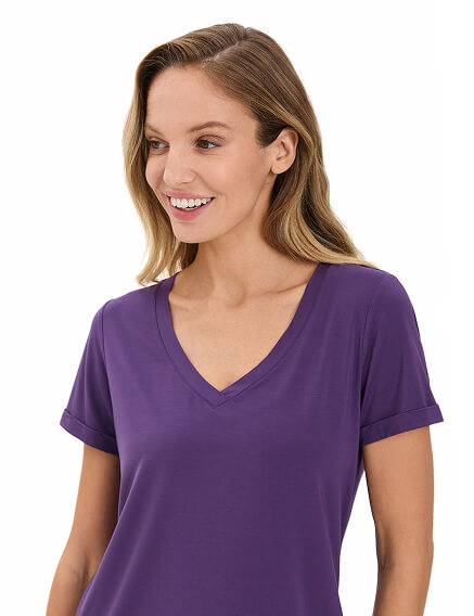 Футболка женская с V-вырезом серии Bamboo, цвет фиолетовый, фото 3