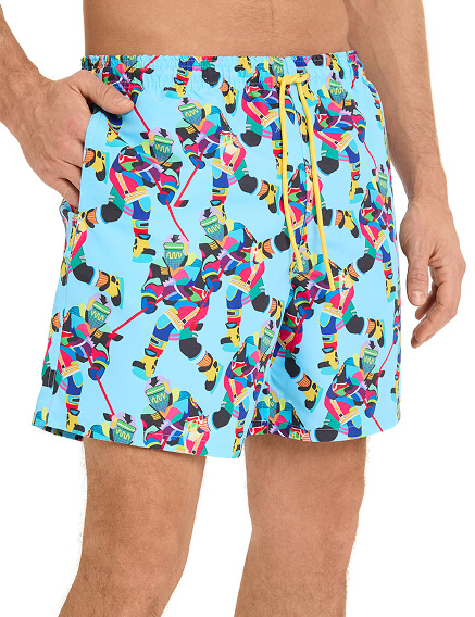 Шорты плавательные, цвет голубой пепельный, фото 3