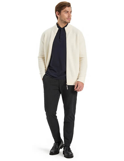 Подарочный набор Кардиган на молнии Merino Knitted для мужчин, цвет молочный, фото 2
