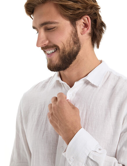 Рубашка мужская серии LINEN, цвет белый, фото 3