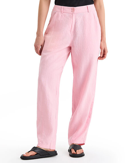 Брюки женские с карманами серии LINEN, цвет розовый, фото 2