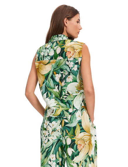 LINEN Блуза женская без рукавов, цвет паттерн tropical flowers, фото 2