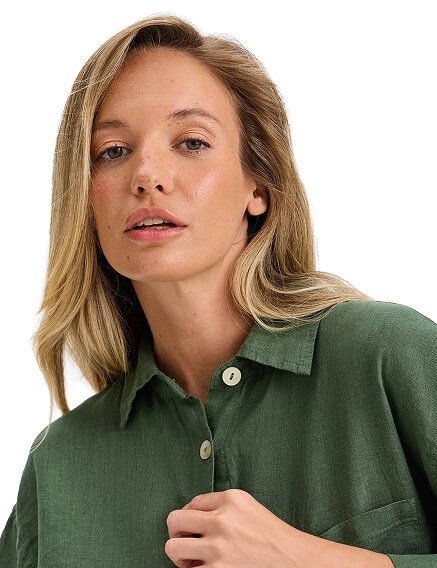 Рубашка женская серии LINEN, цвет олива, фото 3