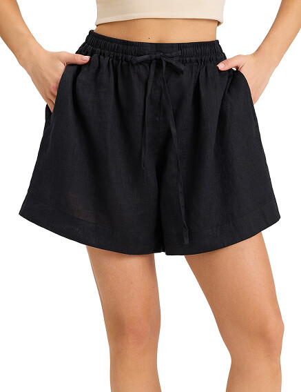 Шорты женские короткие серии LINEN, цвет черный, фото 1