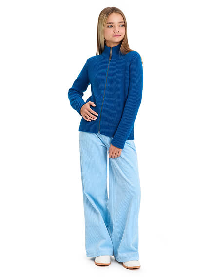 Кардиган из 100% шерсти мериноса на молнии для девочек-подростков, цвет арктик, фото 3