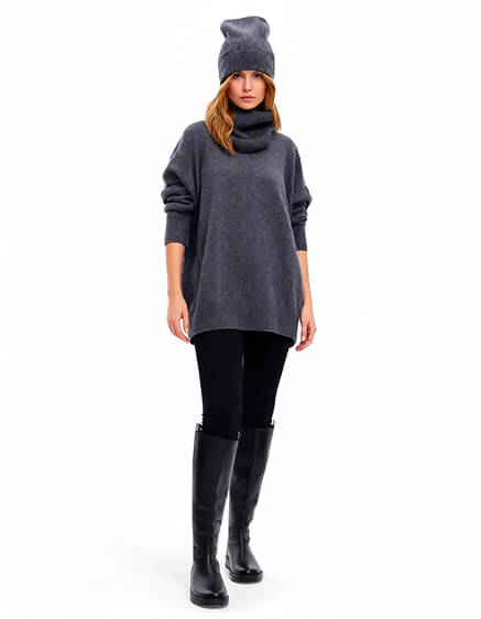 Подарочный набор Джемпер Norveg Merino Base + шапка + снуд, для женщин, цвет серый меланж, фото 2
