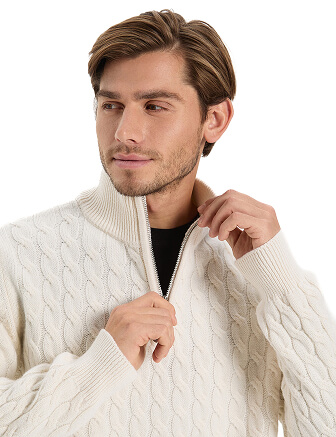 Джемпер мужской с косами, цвет белый, фото 2