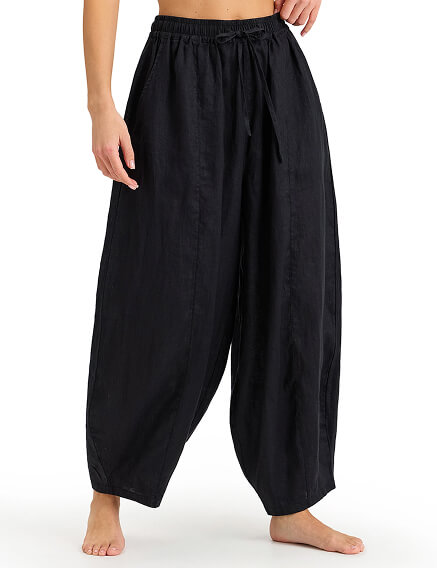 Брюки женские "baggy" серии LINEN, цвет черный, фото 2