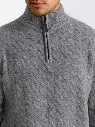 Джемпер мужской с косами, цвет серый меланж, фото 2