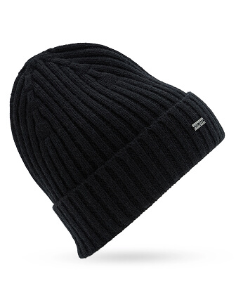 Шерстяная шапка  с отворотом, цвет черный, фото 2