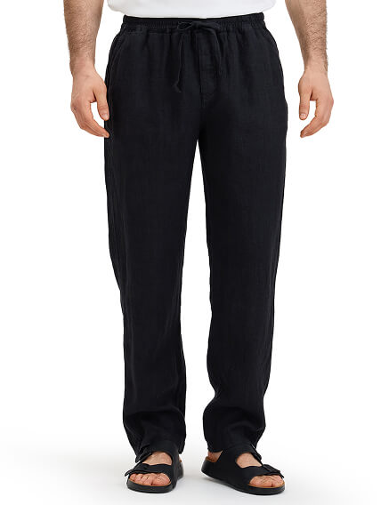 Брюки из 100% льна для мужчин, цвет черный, фото 2