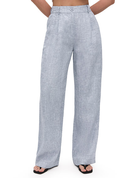 LINEN Брюки женские прямые, цвет серый меланж, фото 2