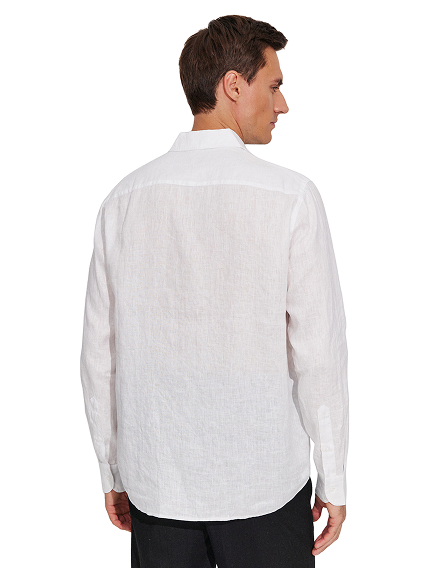 Рубашка мужская классическая 100% лен, цвет белый, фото 2