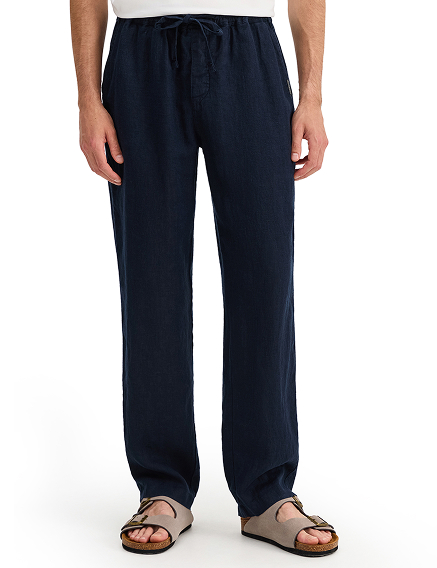 Брюки из 100% льна для мужчин, цвет темно-синий, фото 2