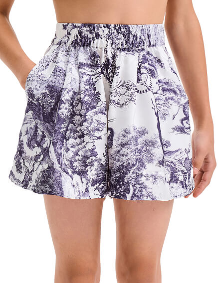 Шорты SILK для девочки с карманом, цвет принт светлый toile de jouy, фото 1