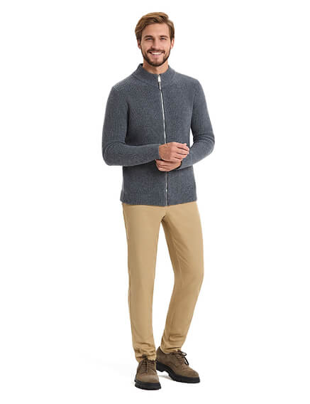 Подарочный набор Кардиган на молнии Merino Knitted для мужчин, цвет графитовый, фото 2