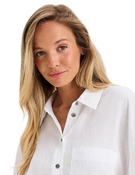 LINEN Рубашка женская oversize, цвет белый, фото 3