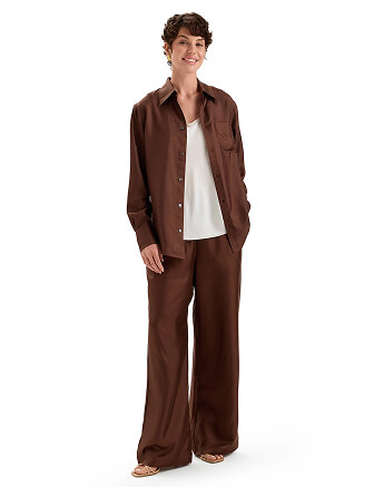 Блуза SILK женская, цвет шоколад, фото 3