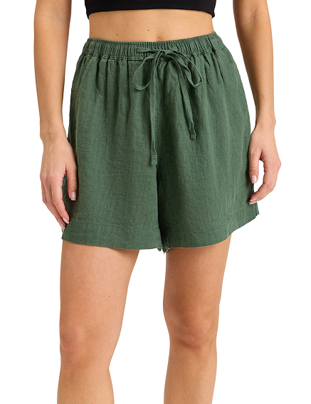 LINEN Шорты женские casual, цвет олива, фото 1