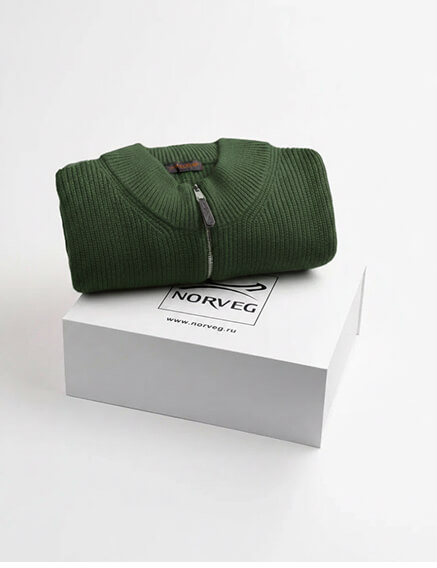 Подарочный набор Кардиган на молнии Merino Knitted для мужчин, цвет олива, фото 1