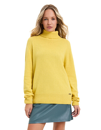 Свитер женский Cashmere&Merino blend oversize, цвет желтый, фото 1