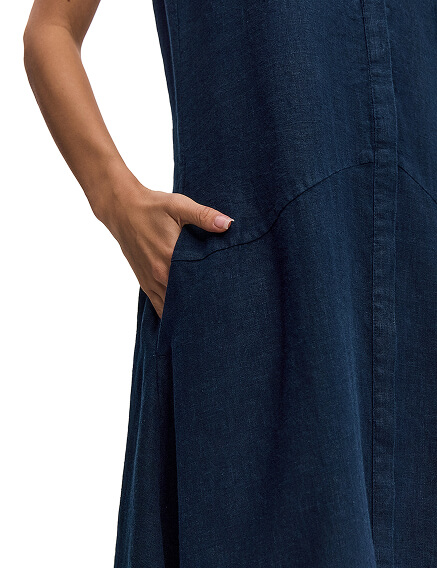 NORVEG LINEN Платье женское на пуговицах, цвет темно-синий, фото 3