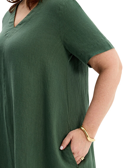 Платье А-силуэта из умягченного льна, цвет олива, фото 3