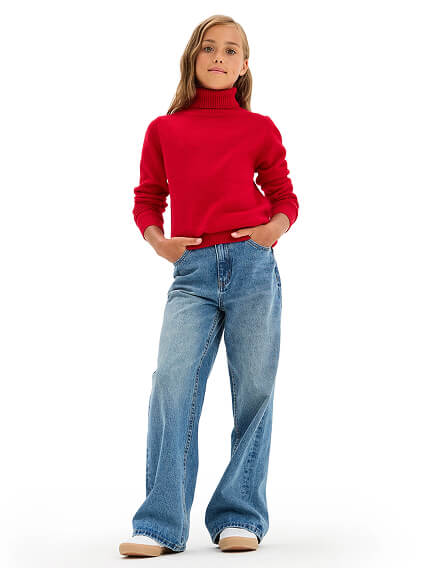 Свитер Merino Base детский для девочек-подростков, цвет алый, фото 2
