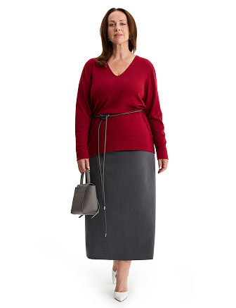 Merino Base Джемпер женский V-вырез plus size, цвет бордо, фото 3