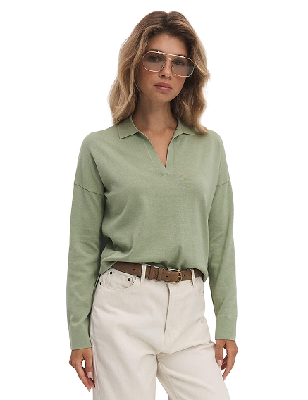 Джемпер-поло женский, цвет шалфей, фото 3