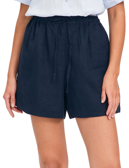 LINEN Шорты женские короткие, цвет темно-синий, фото 2