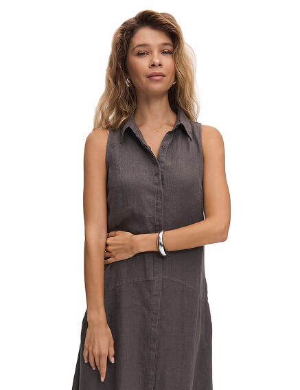 NORVEG LINEN Платье женское на пуговицах, цвет серый, фото 2