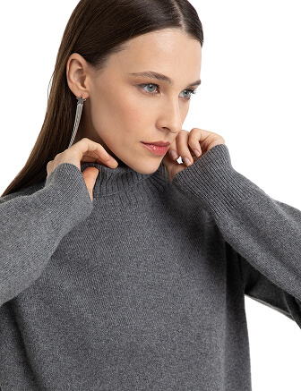 Свитер женский Cashmere&Merino blend oversize, цвет серый меланж, фото 2