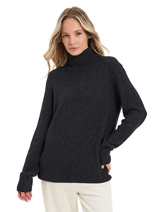 Свитер женский Cashmere&Merino blend oversize, цвет антрацит, фото 1