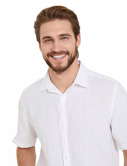 Рубашка мужская серии LINEN с коротким рукавом, цвет белый, фото 3