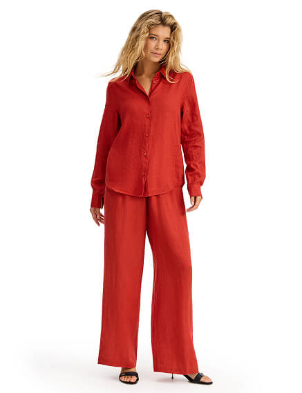 LINEN Брюки женские прямые, цвет терракот, фото 1