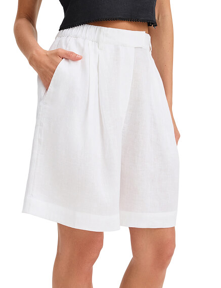 LINEN Шорты женские удлиненные, цвет белый, фото 2
