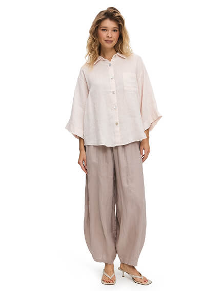 Брюки женские "baggy" серии LINEN, цвет пыльно-розовый, фото 2