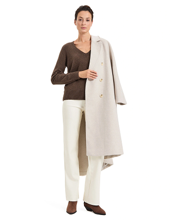 Джемпер Cashmere&Merino blend V-вырез, цвет серо-коричневый, фото 3