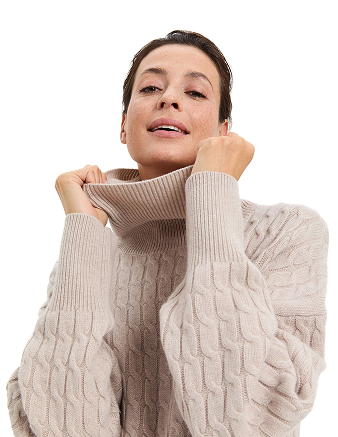 Свитер женский "косы", цвет бежевый, фото 2