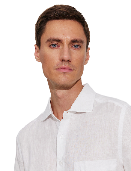 Рубашка мужская классическая 100% лен, цвет белый, фото 3