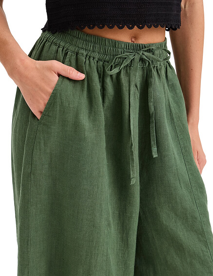 Брюки женские "baggy" серии LINEN, цвет олива, фото 3