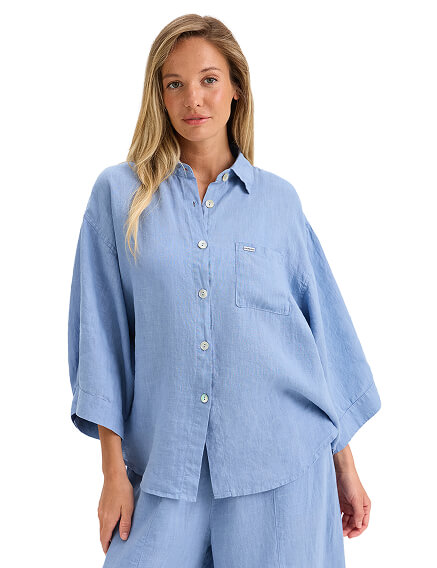 Рубашка женская серии LINEN, цвет голубой пепельный, фото 1