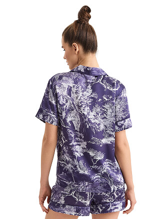 Комплект женский из шелка (жакет+шорты), цвет принт темный toile de jouy, фото 2