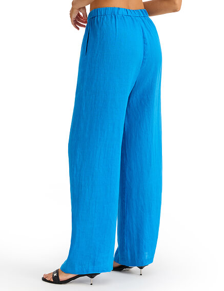 LINEN Брюки женские прямые, цвет лазурный, фото 2