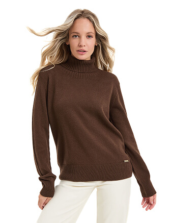 Свитер женский Cashmere&Merino blend oversize, цвет шоколад, фото 1