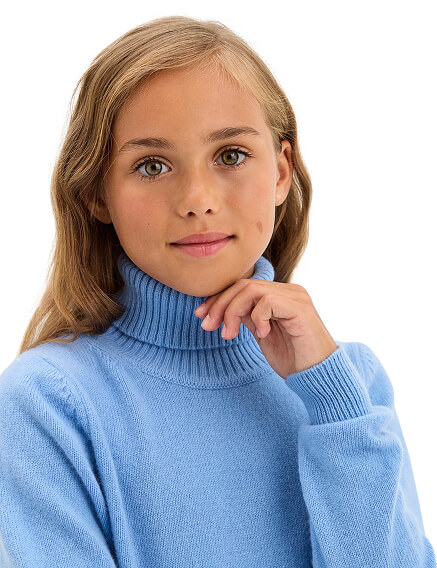 Свитер Merino Base детский для девочек-подростков, цвет голубой, фото 3